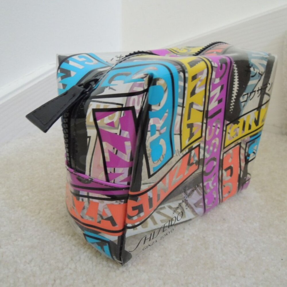 SHISEIDO Cosmetic Toiletry Bag Multicolor GINZA TOKYO CROSSING Clutch Clear PVC